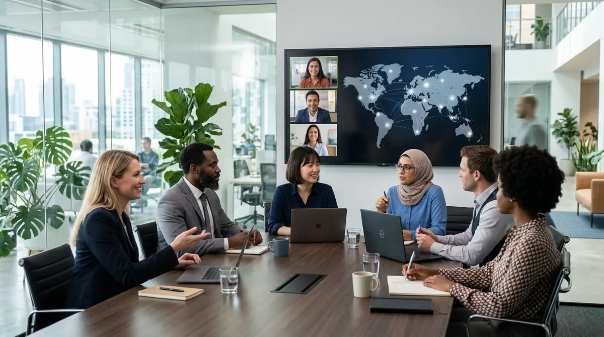 Remote global linguist team collaborating on cross-border multilingual projects
